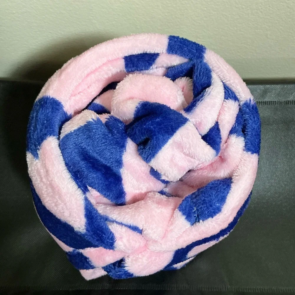 Room Essentials Purple & Pink Checkered with Pink Hearts Throw Blanket